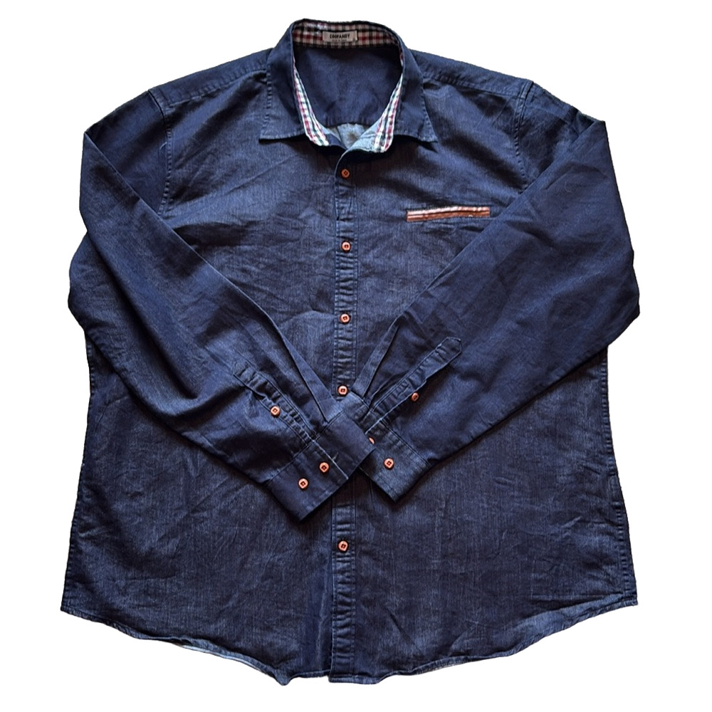 COOFANDY Denim Shirt Mens XXL Modern Fit Long Sleeve Casual Button Down Shirt